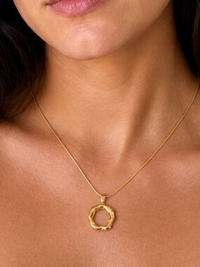 18K Gold Plated Circle Pendant Necklace